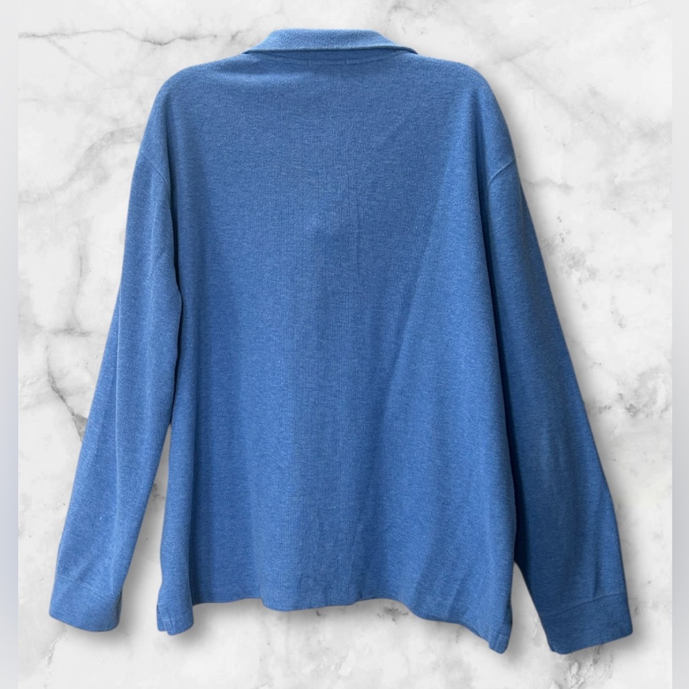 Polo Ralph Lauren Estate Rib 1/4 Zip Pullover Sweater Blue Pony Preppy Size XL - Picture 3 of 10